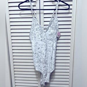 Silver velvet strap bodysuit New with tags